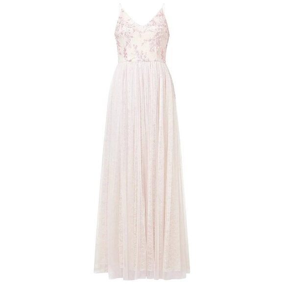 Adrianna Papell Sequin Embroidered Tulle Spaghetti Strap Dress 12 - Picture 3 of 3